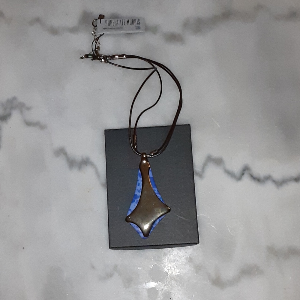 Robert Lee Moris 20 in leather necklace w/lapis